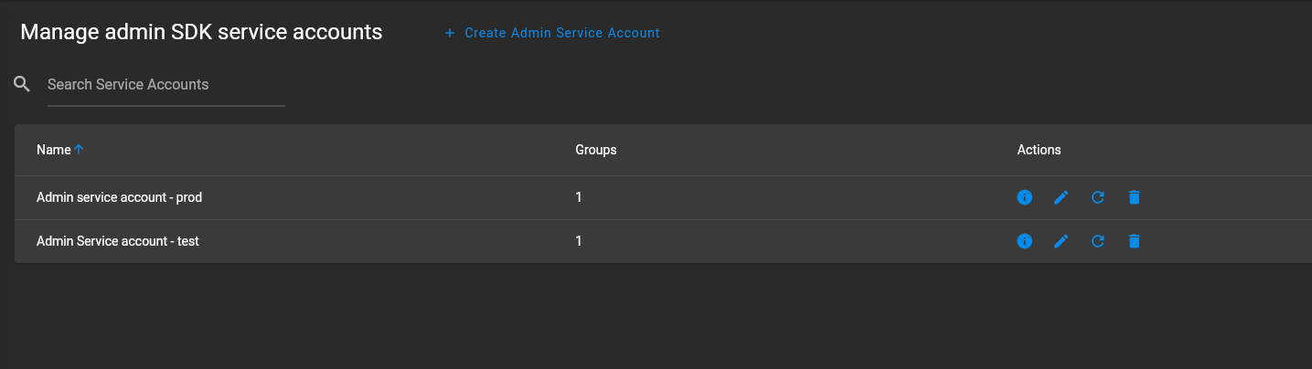 Admin Service Account