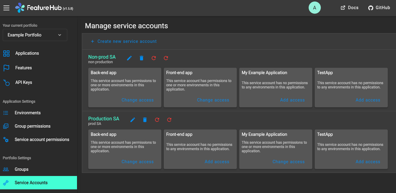 Service accounts