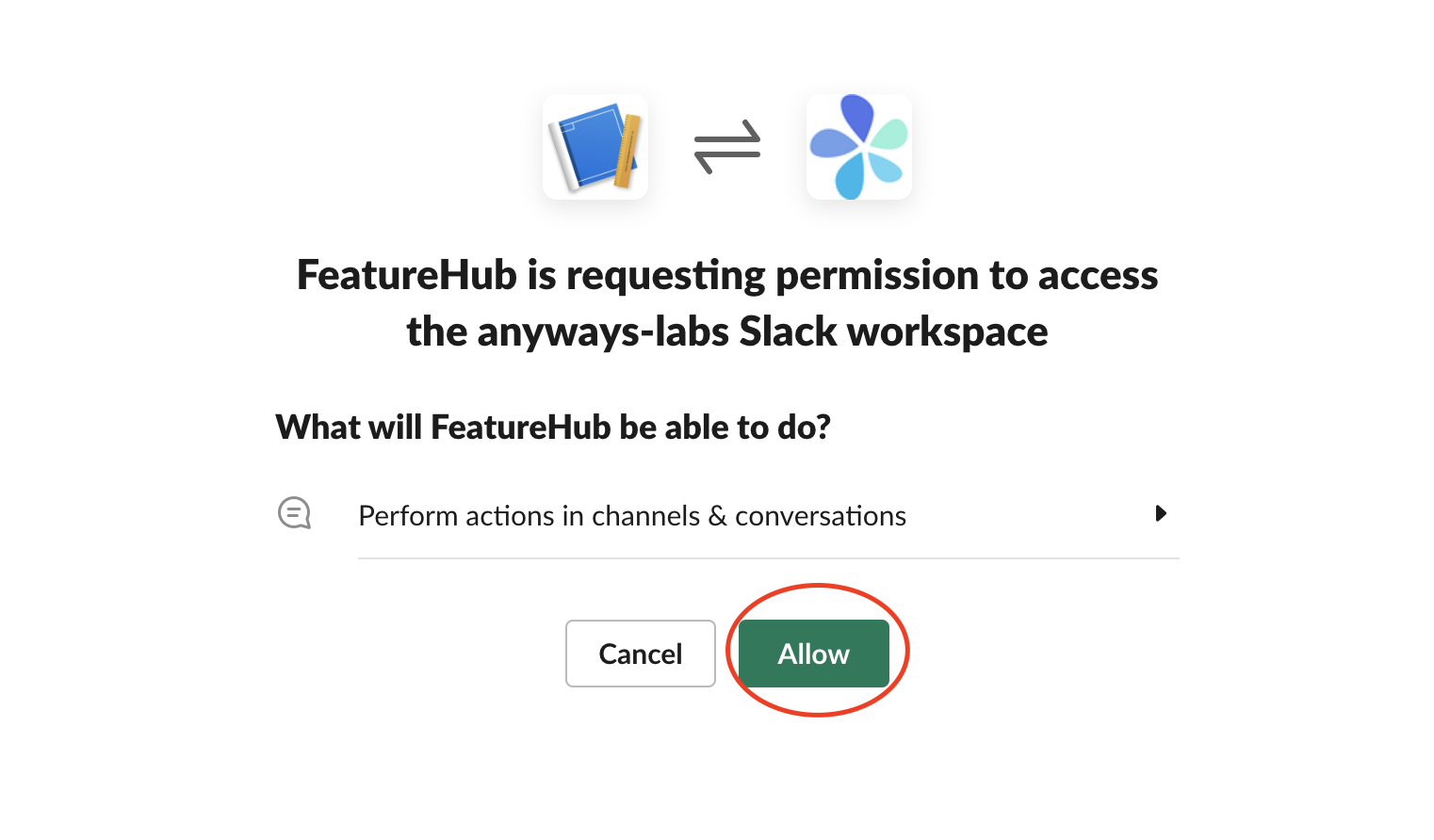 Slack allow featurehub access