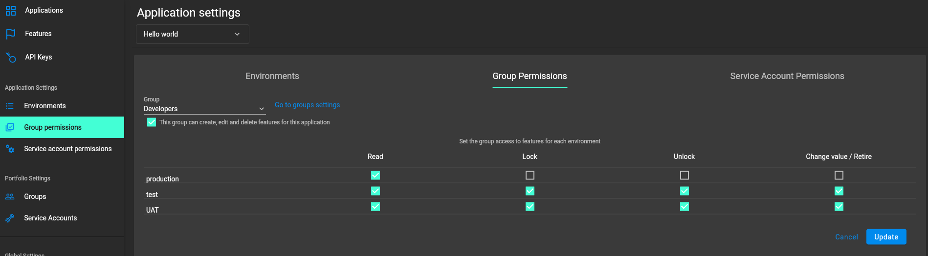 Group permissions