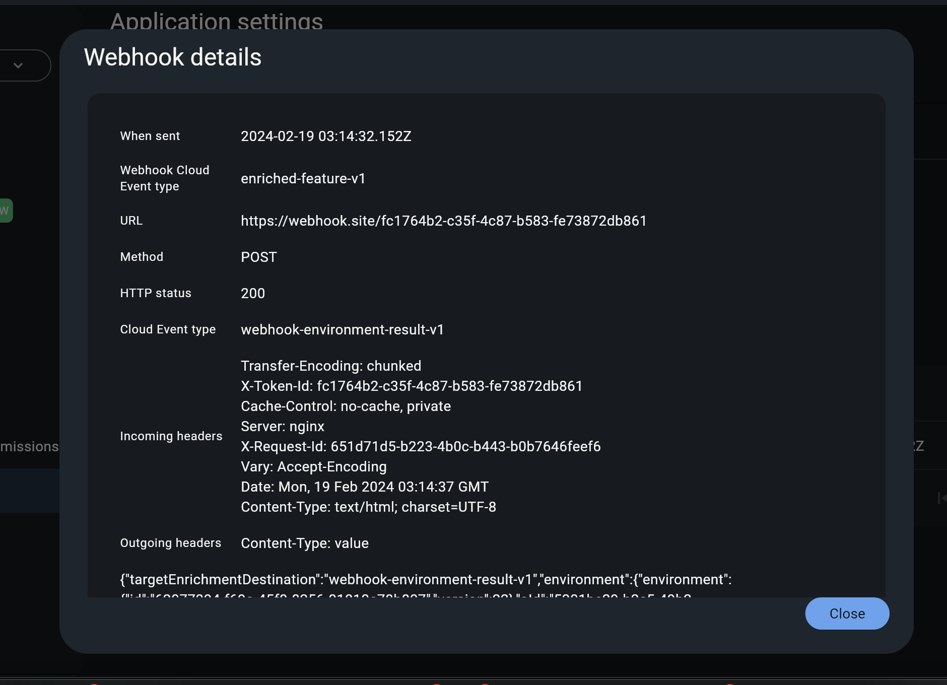 Webhook Delivery details