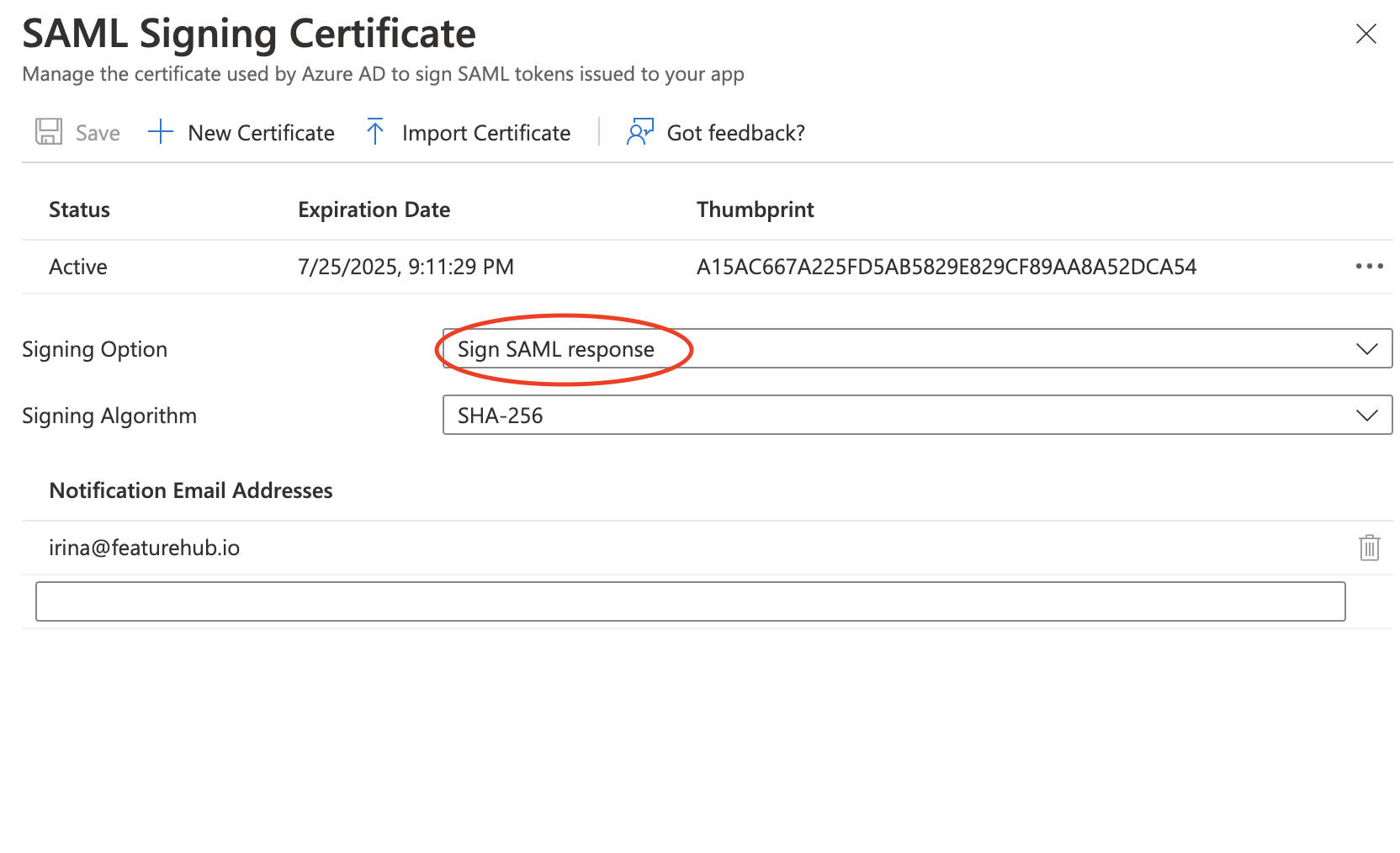 Azure-saml-featurehub