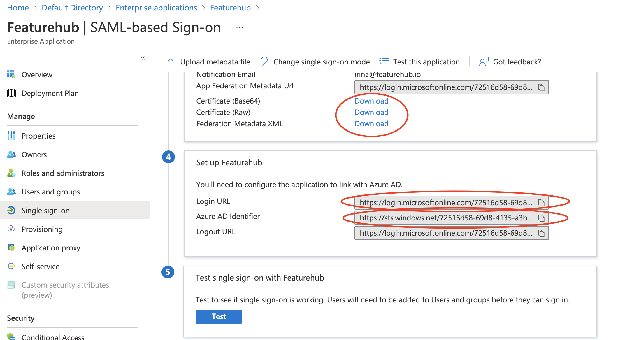 Azure-saml-featurehub