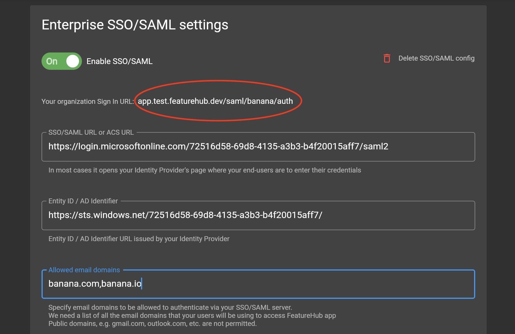 Azure-saml-featurehub