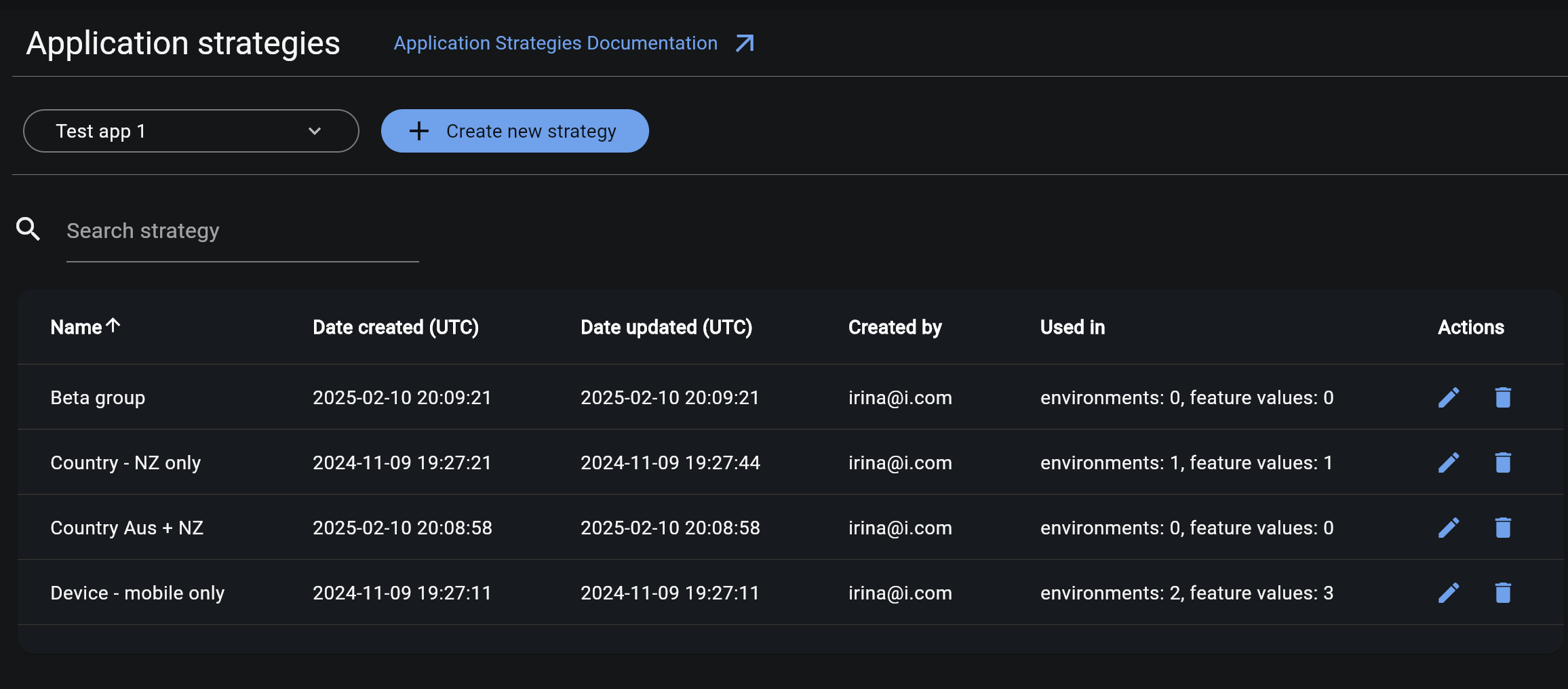 Application Strategies page