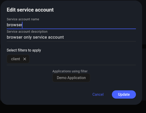 Service Account editing